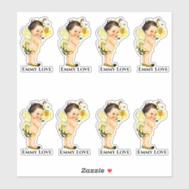 Koningin Bij Meisje Vleugels Geel Zwart Strepen St Sticker