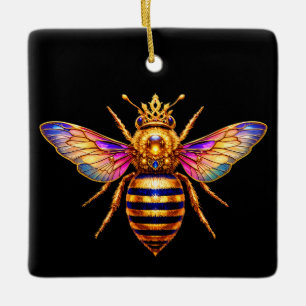 Koningin Bij Met Kroon Keramisch Ornament