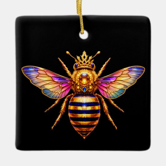 Koningin Bij Met Kroon Keramisch Ornament (Voorkant)