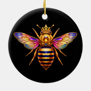 Koningin Bij Met Kroon Keramisch Ornament