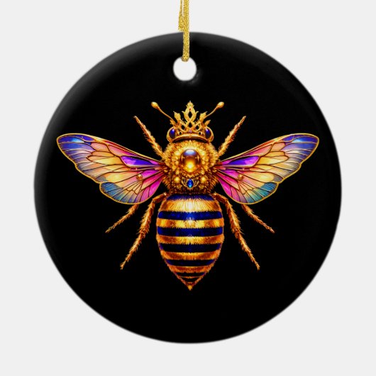 Koningin Bij Met Kroon Keramisch Ornament (Achterkant)