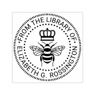 Koningin Bij Met Kroon “Uit de bibliotheek van” #3 Zelfinktende Stempel