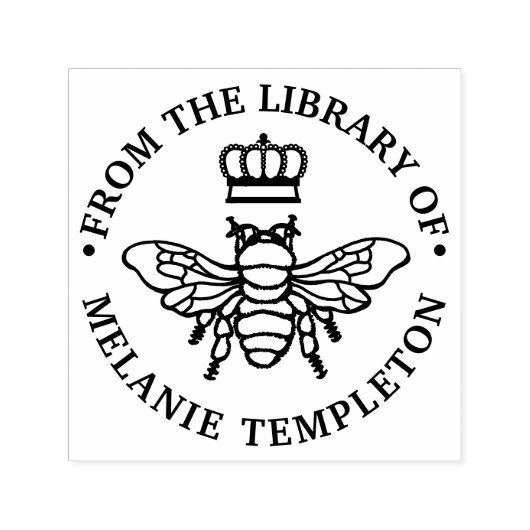 Koningin Bij Met Kroon “Uit de bibliotheek van” Na Zelfinktende Stempel (Design)