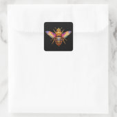 Koningin Bij Met Kroon Vierkante Sticker (Tas)