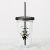 Koningin Bij Monogram Acryl Drinkbeker (Voorkant)