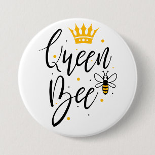 Koningin Bij Ronde Button 7,6 Cm