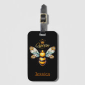 Koningin Bij Vintage Gepersonaliseerd Bagagelabel (Voorkant (verticaal))