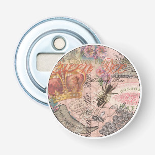 Koningin Bij Vintage Mooie Collage Button Flesopener