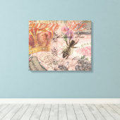 Koningin Bij Vintage Mooie Collage Canvas Afdruk (Insitu (Houten vloer))