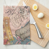 Koningin Bij Vintage Mooie Collage Theedoek (Quarter Fold)