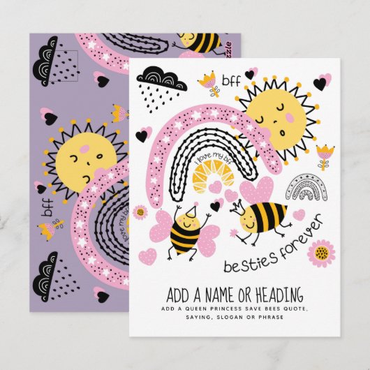 Koningin Bijen Beste Vriendinnen Voor Altijd Schat Briefkaart (Voorkant / Achterkant)