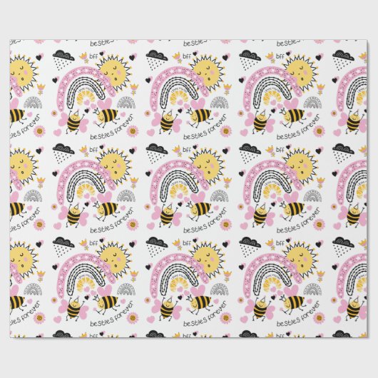 Koningin Bijen Beste Vriendinnen Voor Altijd Schat Cadeaupapier (Vlak)