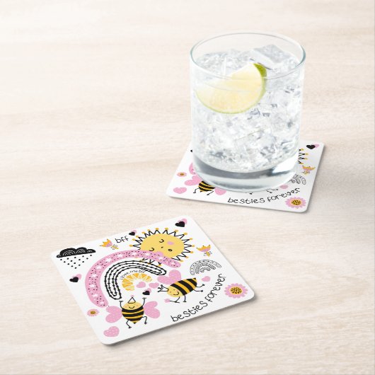 Koningin Bijen Beste Vriendinnen Voor Altijd Schat Kartonnen Onderzetters (Insitu)