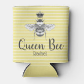 koningin, bijen en stripes | Gepersonaliseerd Blikjeskoeler (Voorkant)
