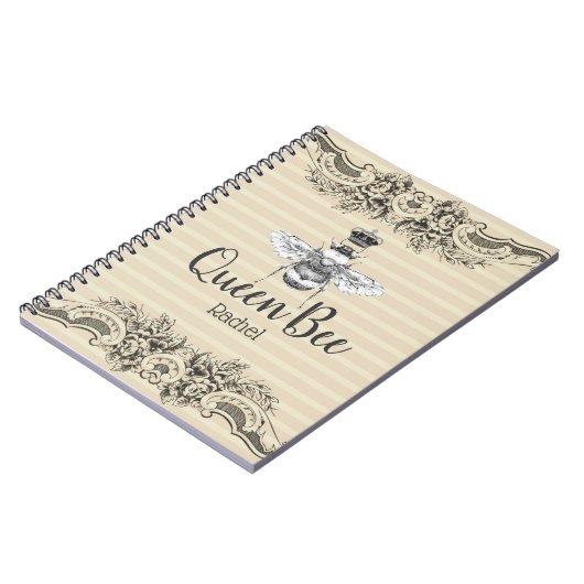  koningin, bijen en stripes | Gepersonaliseerd Notitieboek (Linkerzijde)