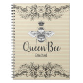  koningin, bijen en stripes | Gepersonaliseerd Notitieboek (Voorkant)