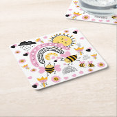 Koningin BIJEN Schattige BFF, Baby Meisje, Meisjes Kartonnen Onderzetters (Schuin)