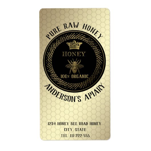  koningin bijenkoningbijen jar bijenkast etiket (Voorkant)