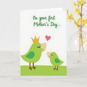 Koningin Bird eerste moederdagkaart Kaart (Gele Bloem)