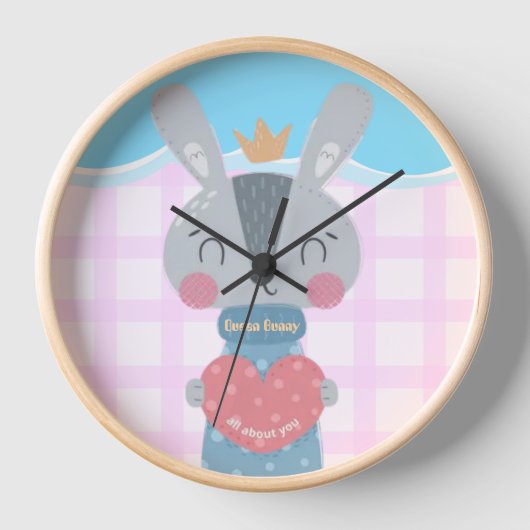 Koningin Bunny Ronde Acryl Muurklok (Voorkant)