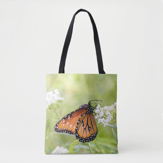 Koningin Butterfly Sunning on Milkweed Tote Bag (Voorkant)