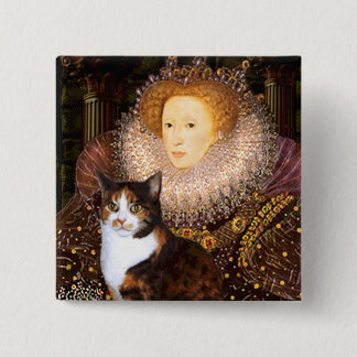 Koningin - calico kortharig vierkante button 5,1 cm