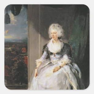 Koningin Charlotte, 1789-90, echtgenote van George Vierkante Sticker