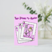 Koningin chemo - Borstkanker - Roze lint Briefkaart (Staand voorkant)