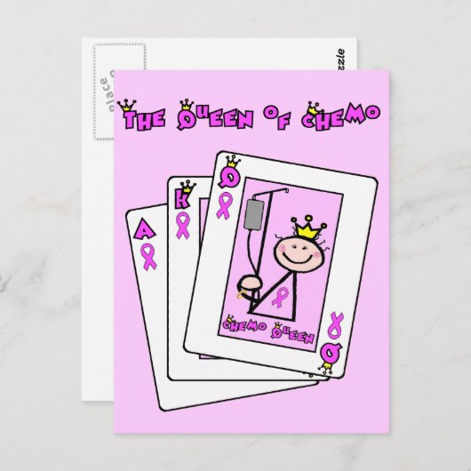 Koningin chemo - Borstkanker - Roze lint Briefkaart (Voorkant / Achterkant)