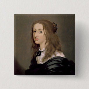 Koningin Christina van Zweden 1652 Vierkante Button 5,1 Cm