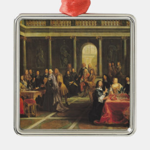 Koningin Christina van Zweden en haar rechtbank Metalen Ornament