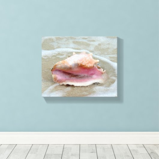 Koningin Conch op het strand Canvas Afdruk (Insitu (Houten vloer))