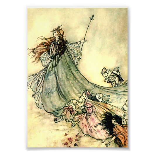 “Koningin der feeën” door Arthur Rackham Foto Afdruk (Voorkant)