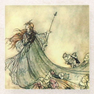 “Koningin der feeën” door Arthur Rackham Glazen Onderzetter