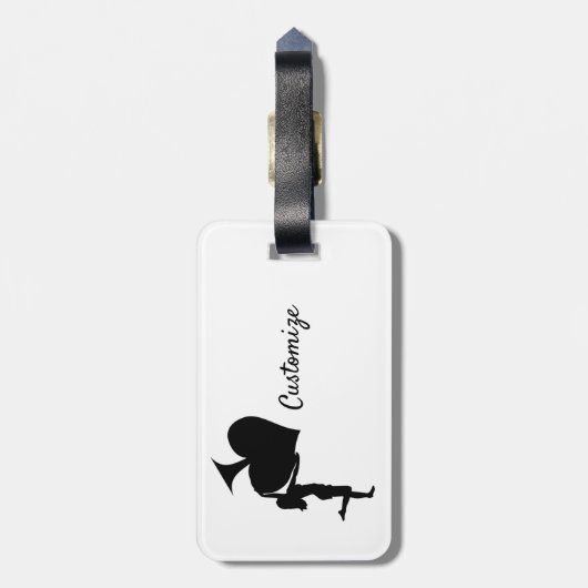 Koningin der Spades Holding Black Ace Thunder_Cove Bagagelabel (Achterkant verticaal)