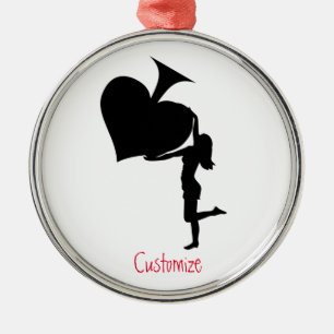 Koningin der Spades Holding Black Ace Thunder_Cove Metalen Ornament