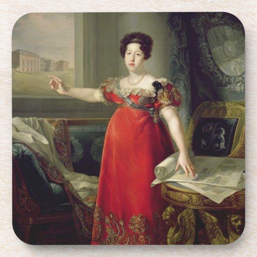Koningin Dona Maria Isabel de Braganza, 1829 (olie Drankjes Onderzetter (Voorkant)
