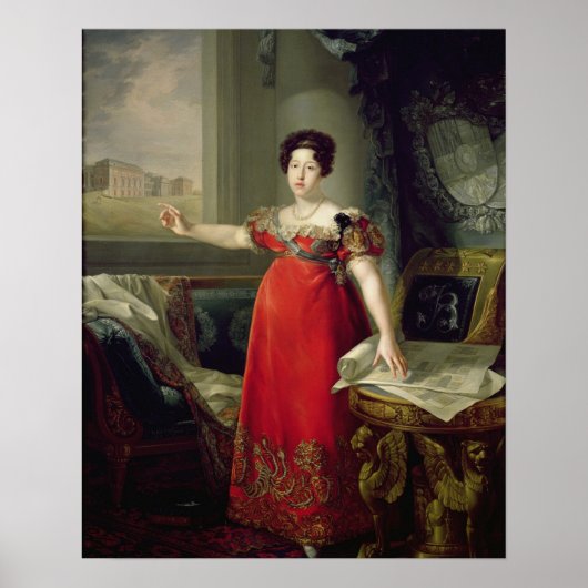 Koningin Dona Maria Isabel de Braganza, 1829 (olie Poster (Voorkant)