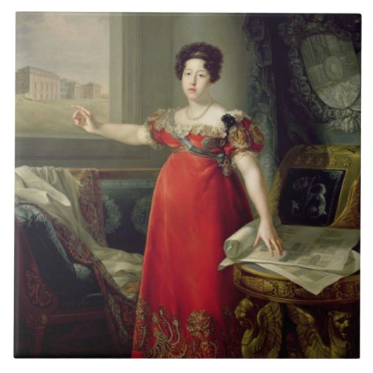 Koningin Dona Maria Isabel de Braganza, 1829 (olie Tegeltje (Voorkant)