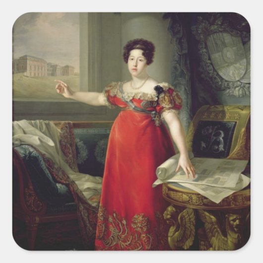 Koningin Dona Maria Isabel de Braganza, 1829 (olie Vierkante Sticker (Voorkant)