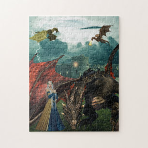 Koningin Draken Wyvern Vuur Ademend Kasteel Legpuzzel
