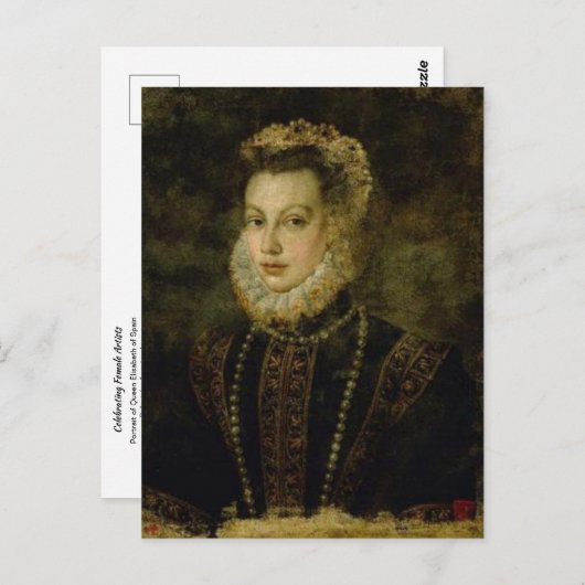 Koningin Elisabeth van Spanje door Sofonisba Angui Briefkaart (Voorkant / Achterkant)