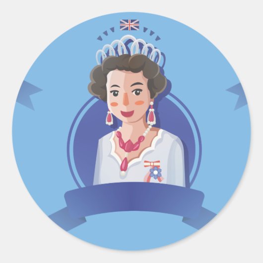 koningin elizabeth 2 ronde sticker (Voorkant)