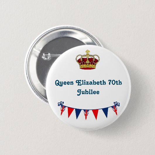 koningin Elizabeth 70th Jubilee Ronde Button 5,7 Cm (Voorkant /achterkant)