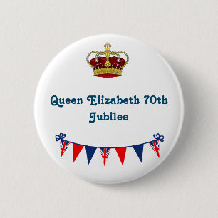 koningin Elizabeth 70th Jubilee Ronde Button 5,7 Cm