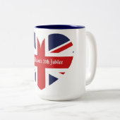 koningin Elizabeth 70th Jubilee Tweekleurige Koffiemok (Voorkant rechts)