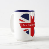 koningin Elizabeth 70th Jubilee Tweekleurige Koffiemok (Voorkant links)