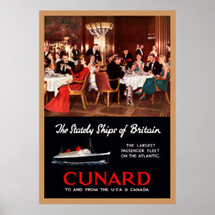 koningin Elizabeth Cunard Lines Travel Poster