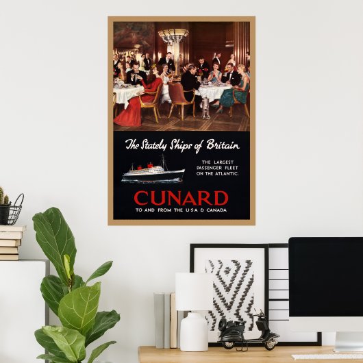  koningin Elizabeth Cunard Lines Travel Poster (Thuiskantoor)
