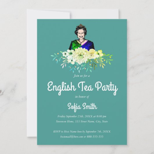 koningin Elizabeth English Tea Party Kaart (Voorkant)